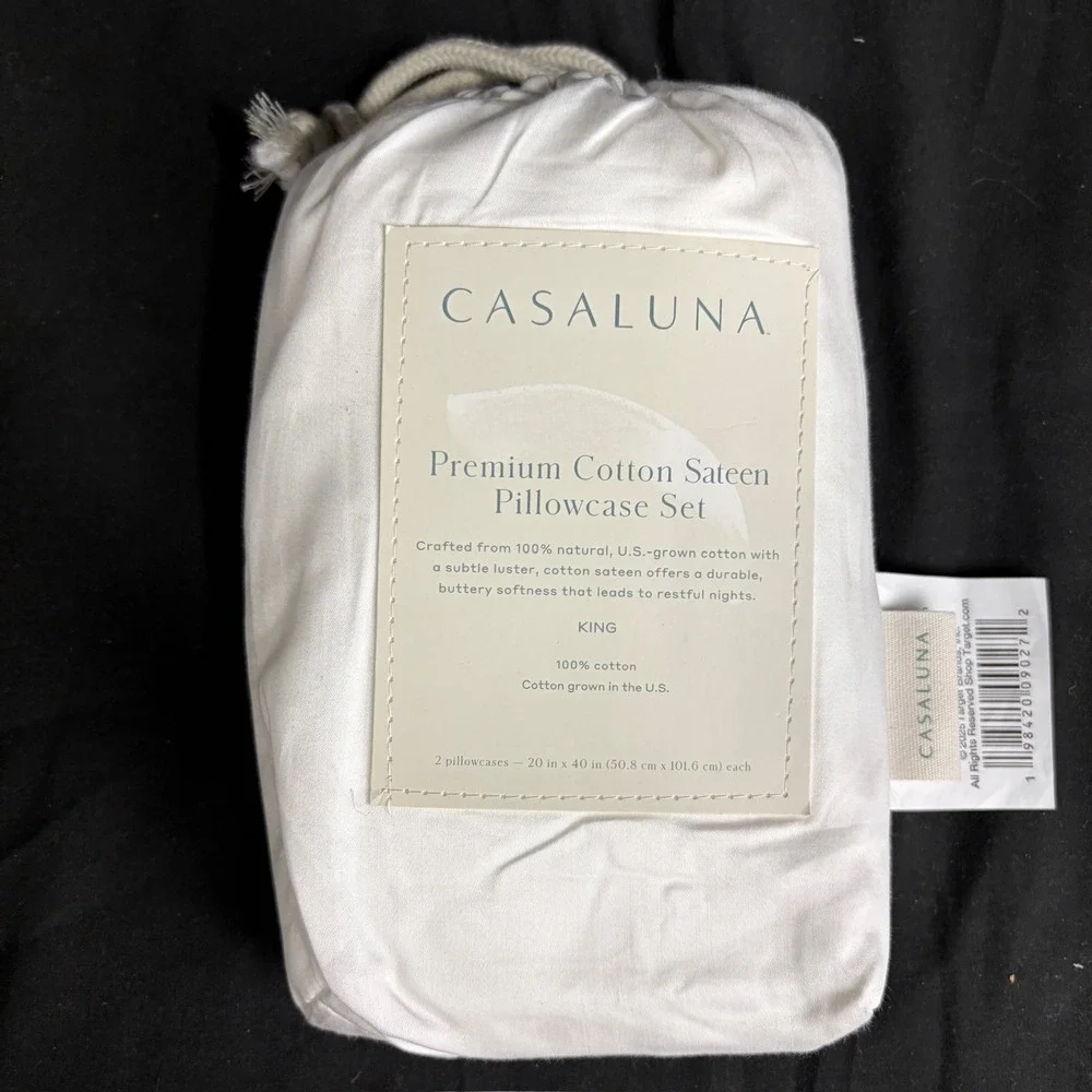 King 600 Thread Count Sateen Pillowcases White - Casaluna™